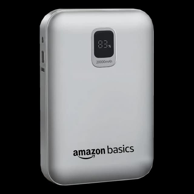 Amazon Basics 20000mAh 35W Power Bank · Silver