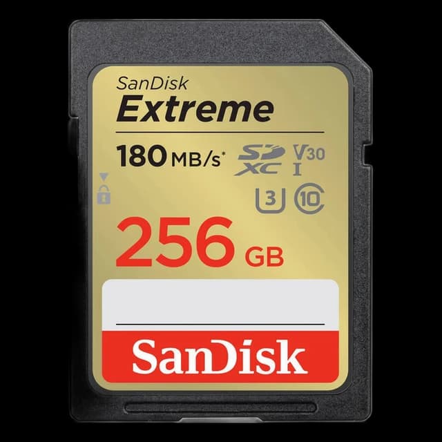 Sandisk 256GB Extreme V30 UHS-I SDXC Memory Card (180 MB/s Read, 130 MB/s Write)